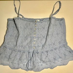 Aerie Baby Blue Eyelet Top